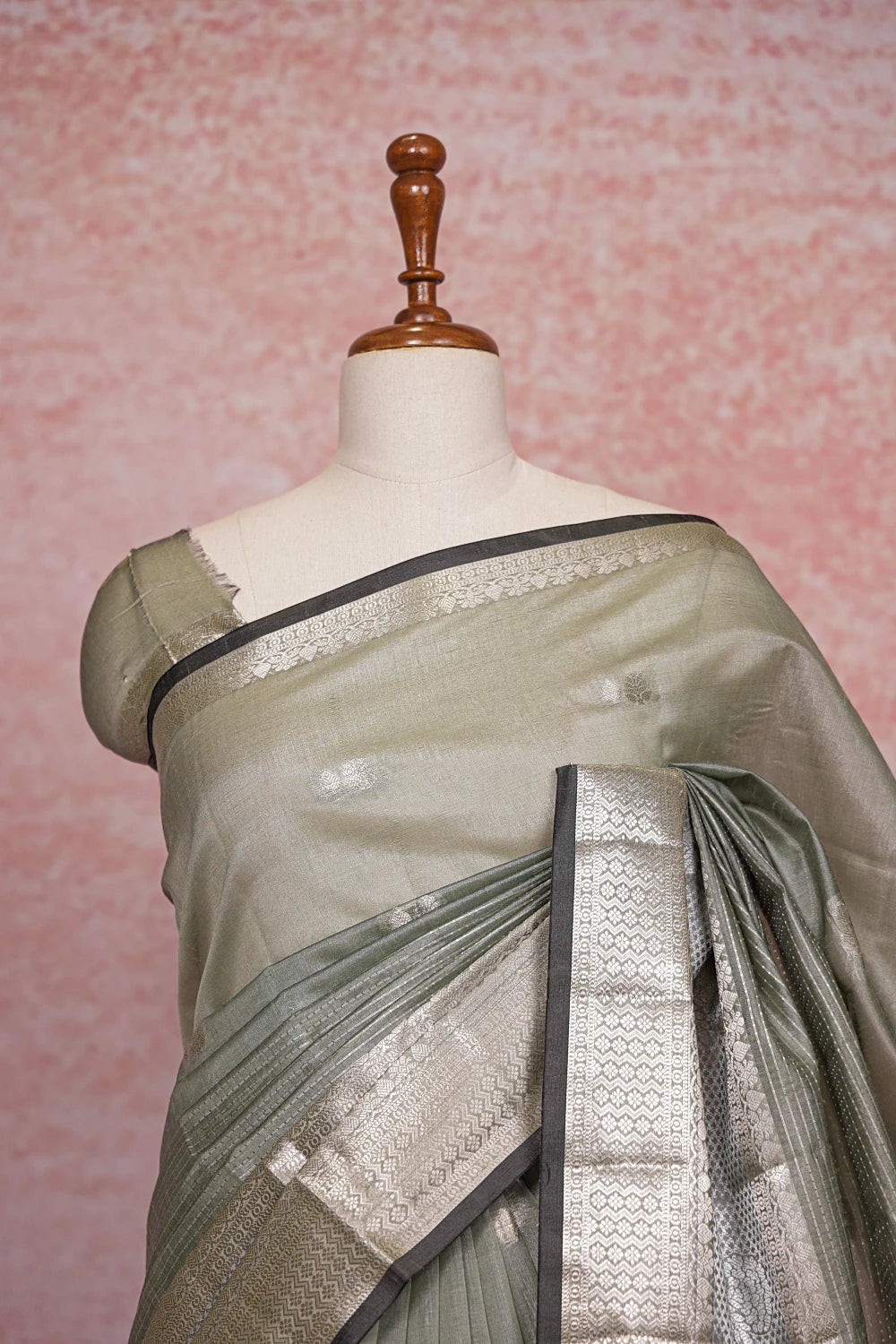 Pastel Green Cotton Silk Saree