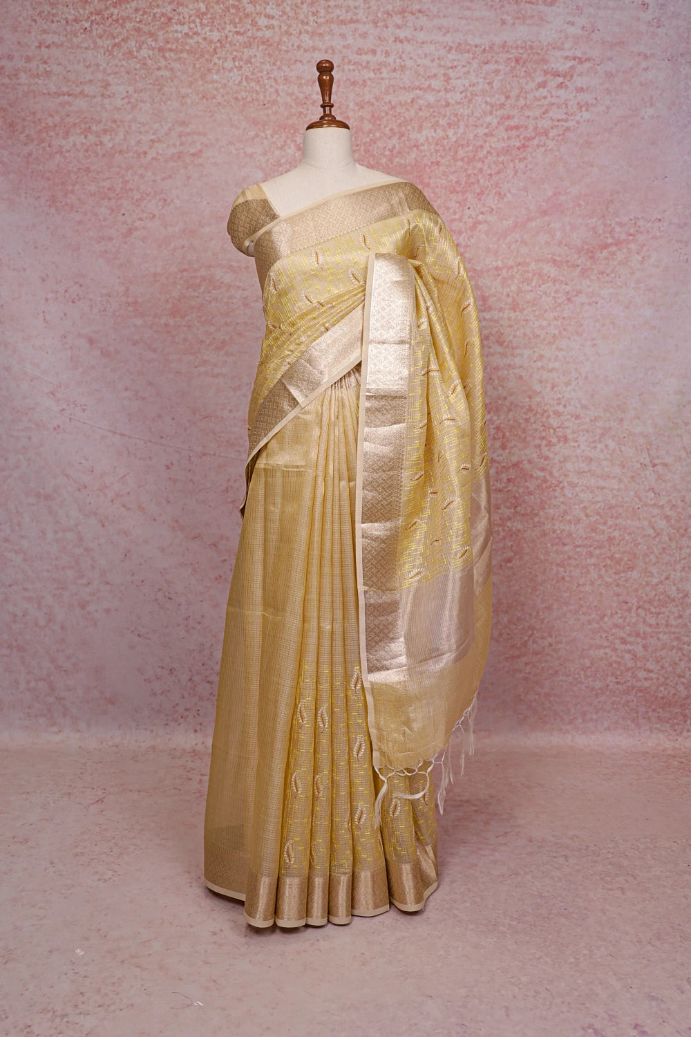 Golden Yellow Net Kota Saree