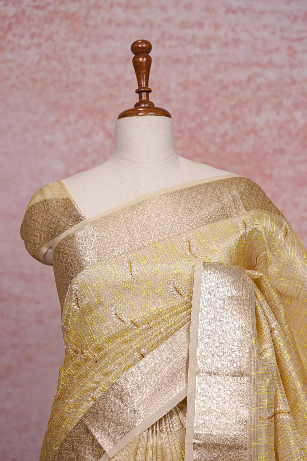 Golden Yellow Net Kota Saree