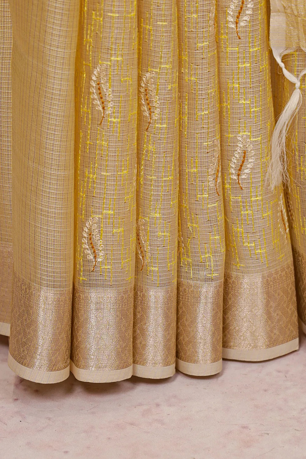 Golden Yellow Net Kota Saree