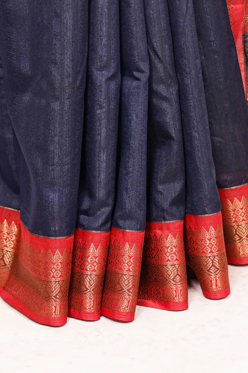 Navy Blue Semi Jute Saree - Seematti