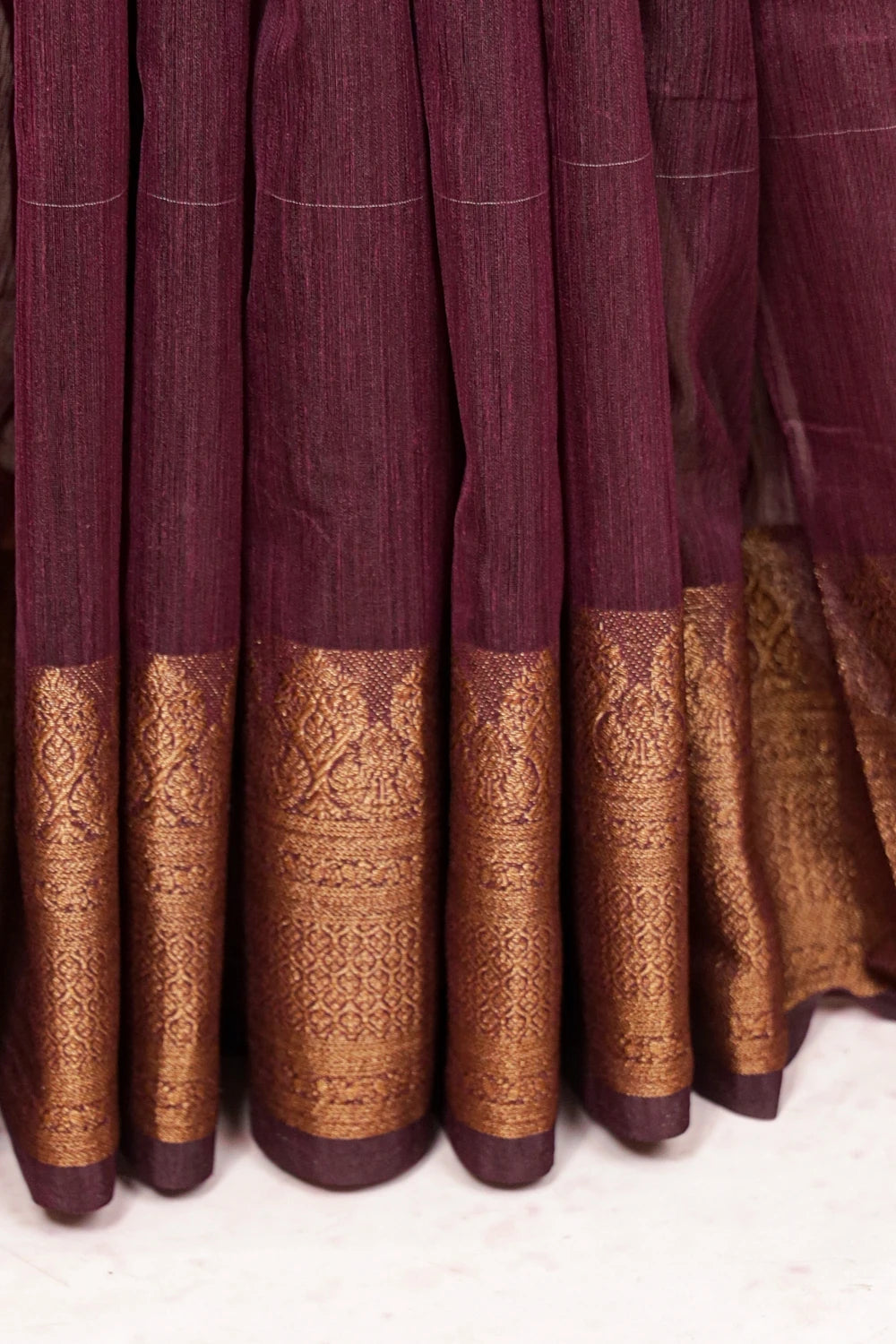 Dark Wine Semi Jute Saree