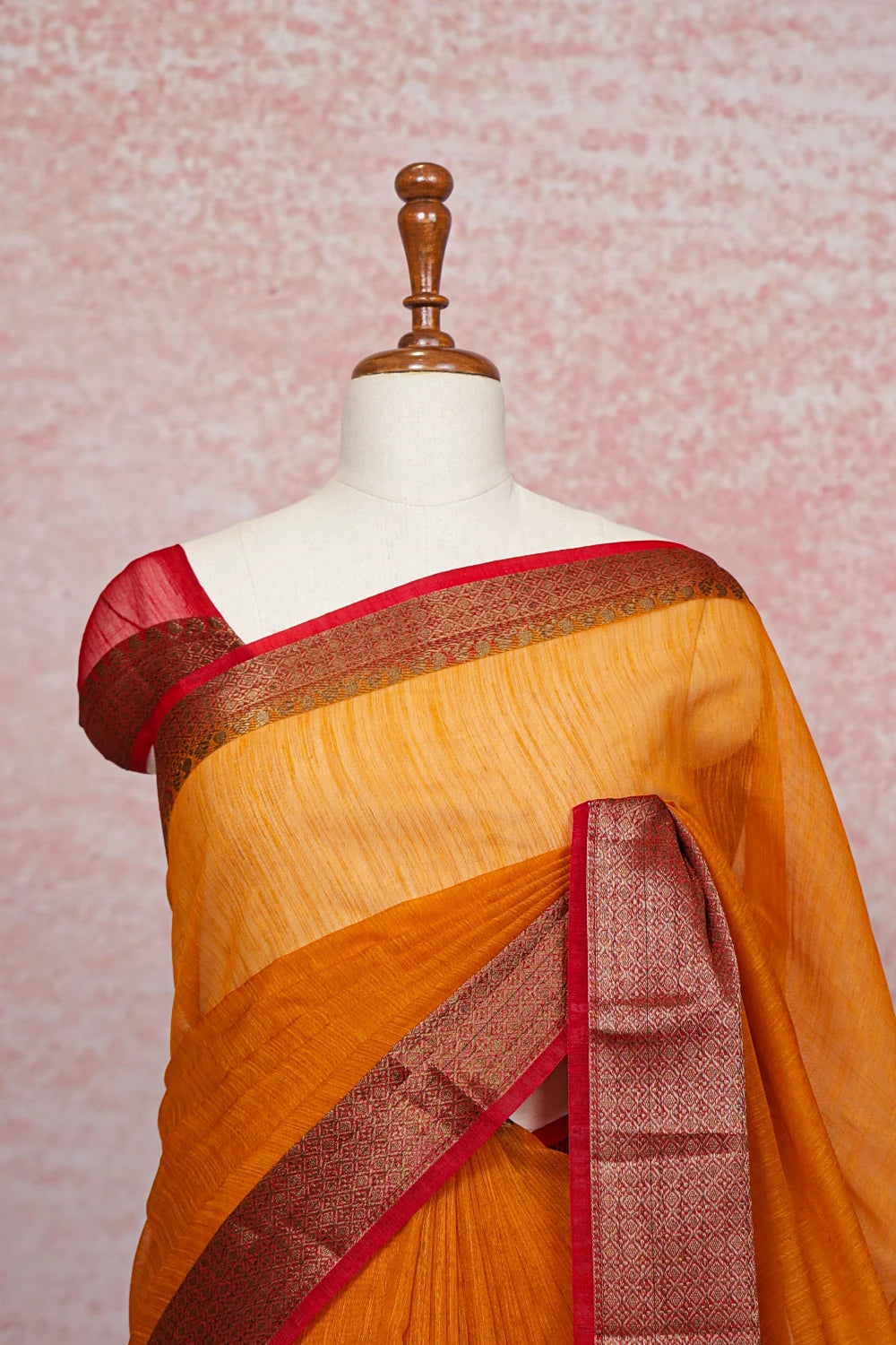 Mustard Yellow Semi Linen Saree