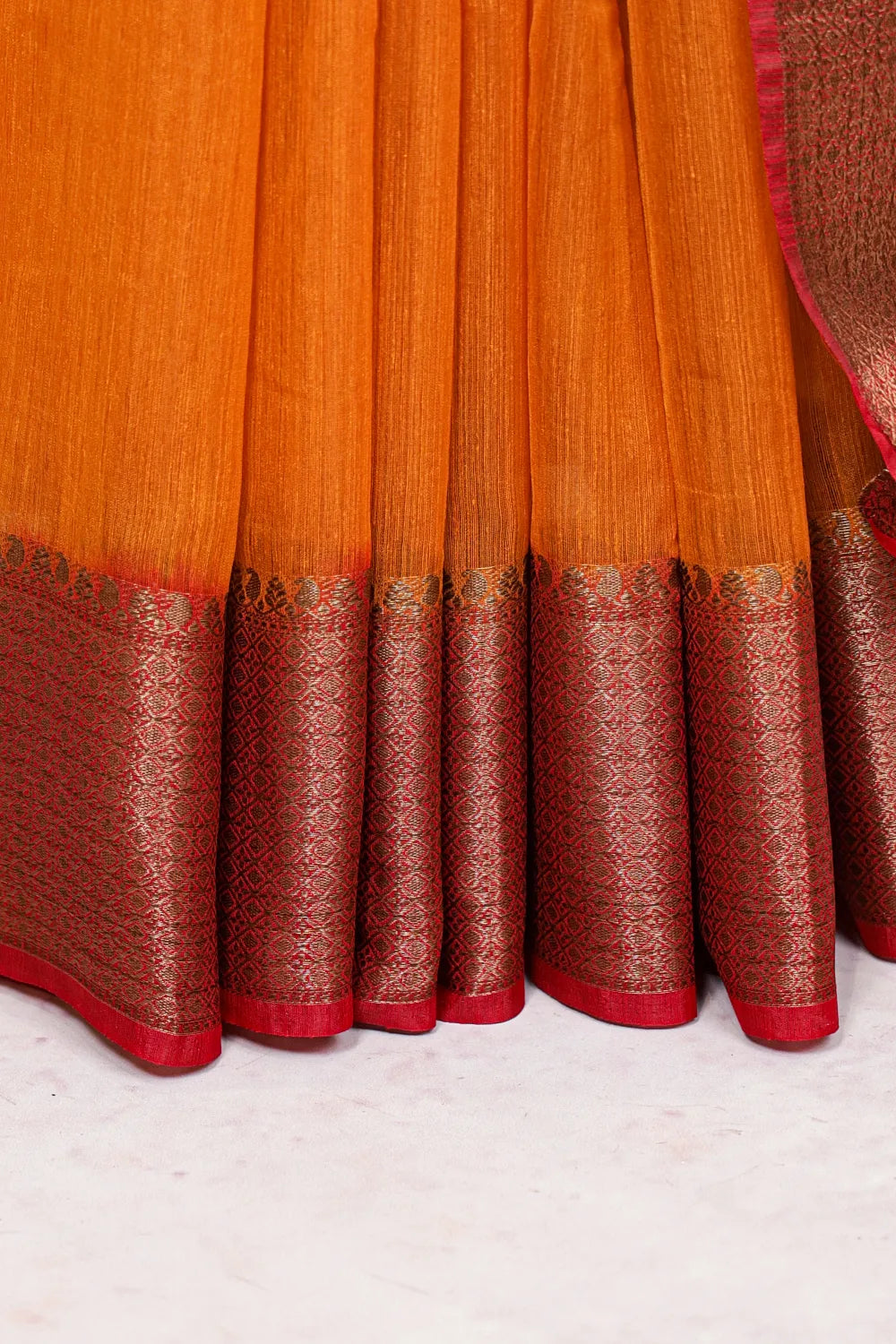 Mustard Yellow Semi Linen Saree