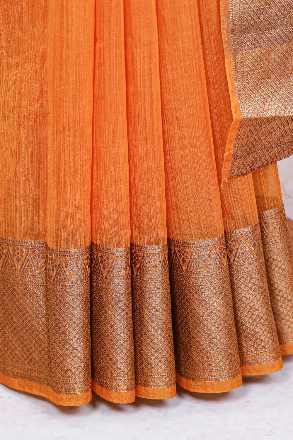 Mustard Yellow Semi Linen Saree