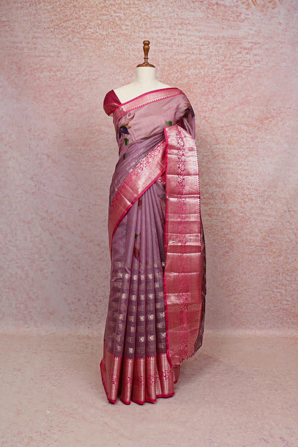 Pastel Lavender Cotton Silk Saree