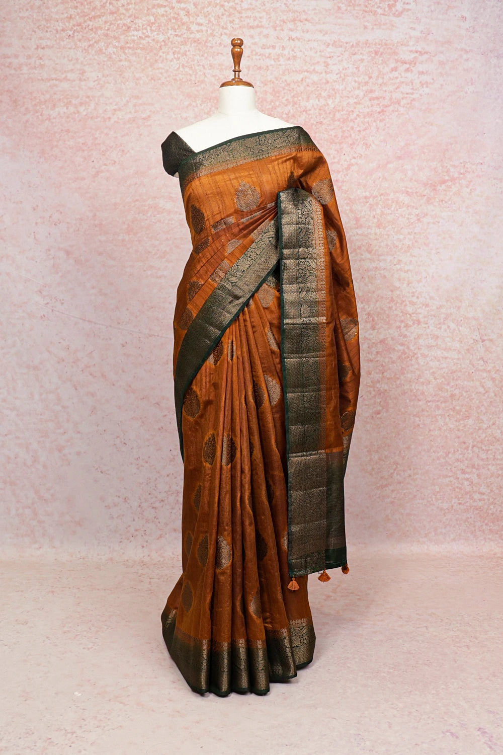 Dried Mustard Color Semi Jute Saree