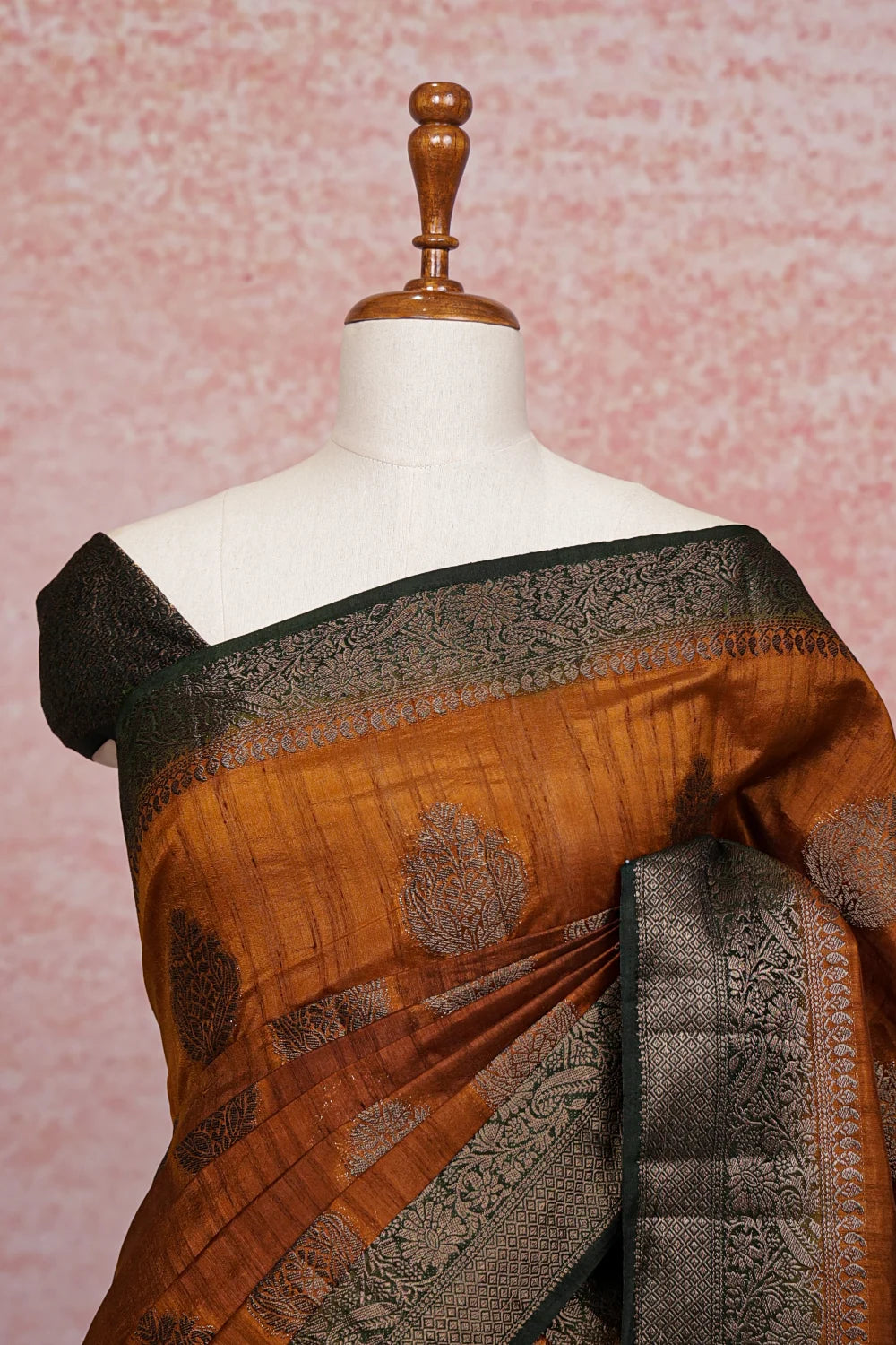 Dried Mustard Color Semi Jute Saree
