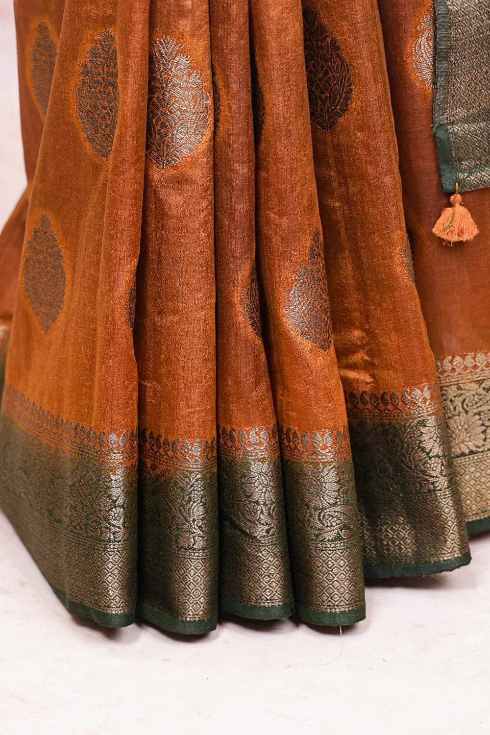 Dried Mustard Color Semi Jute Saree