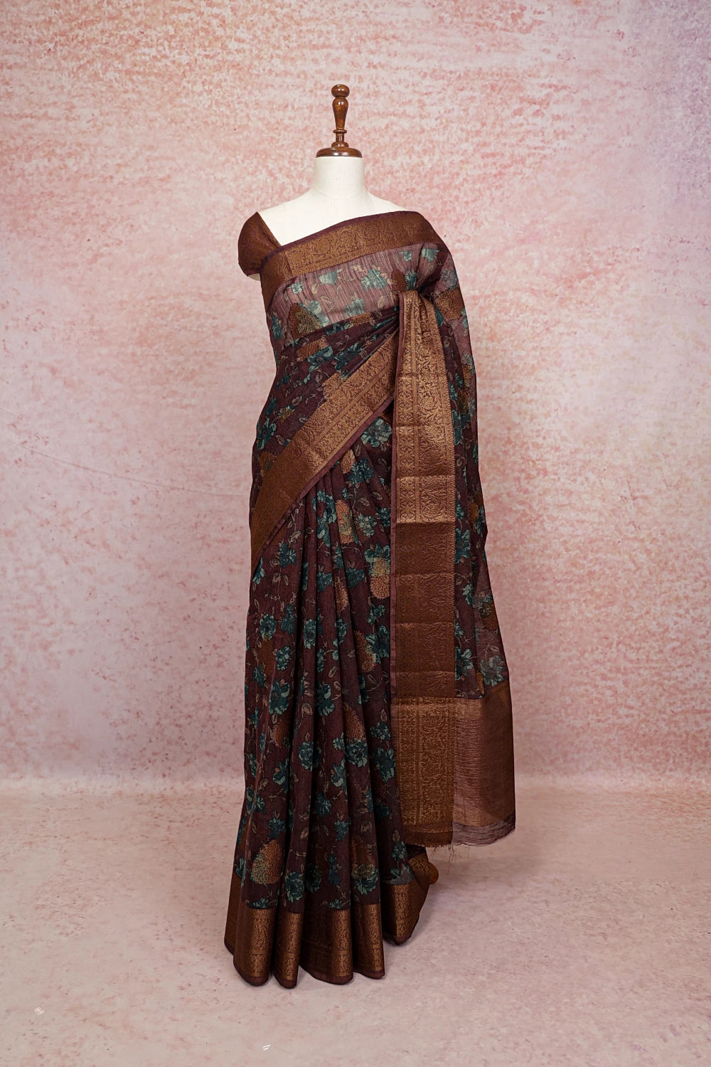Coffee Brown Semi Tussar Saree