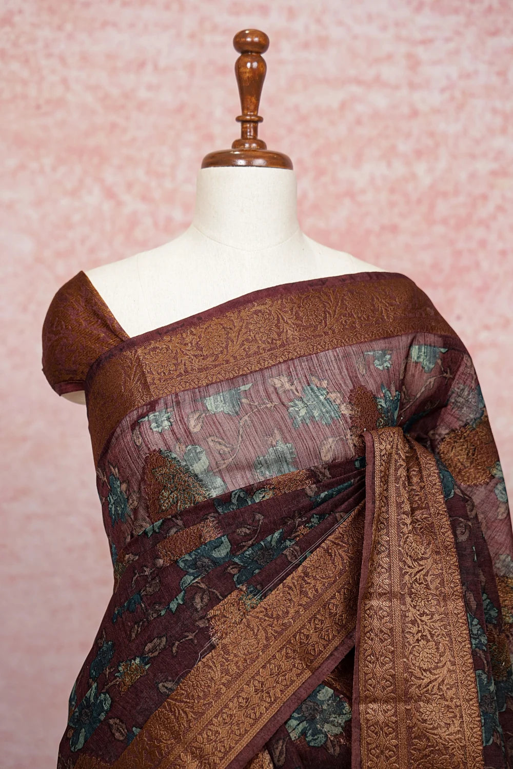 Coffee Brown Semi Tussar Saree