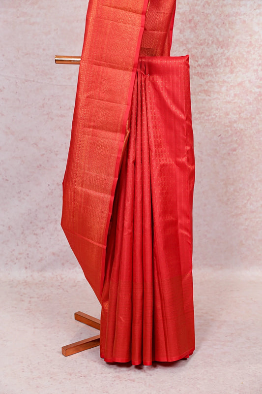 Chilly Red Color Kancheepuram Silk Saree - Seematti