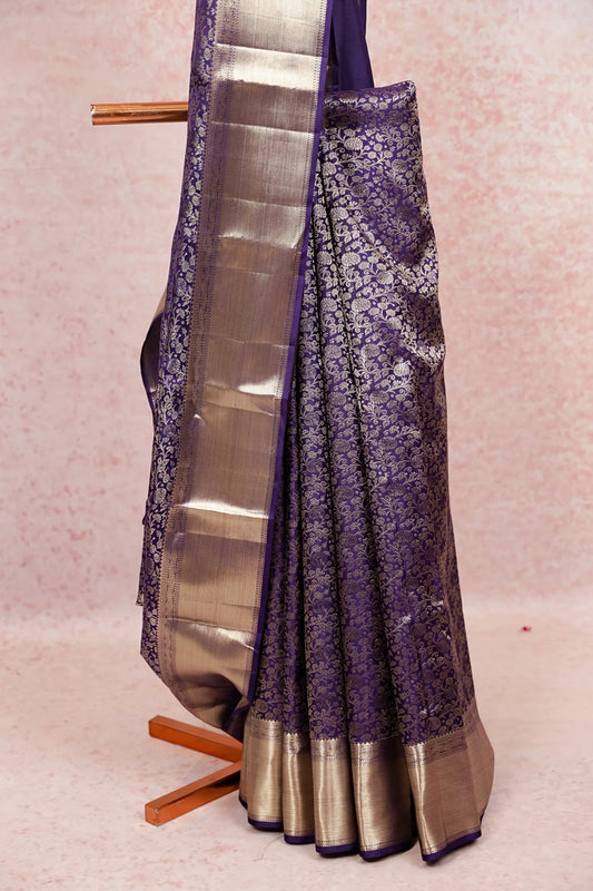 Dark Blue Kancheepuram Silk Saree - Seematti