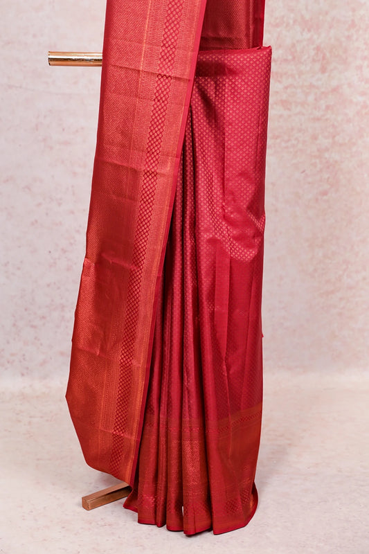 Reddish Maroon Kancheepuram Silk Saree - Seematti