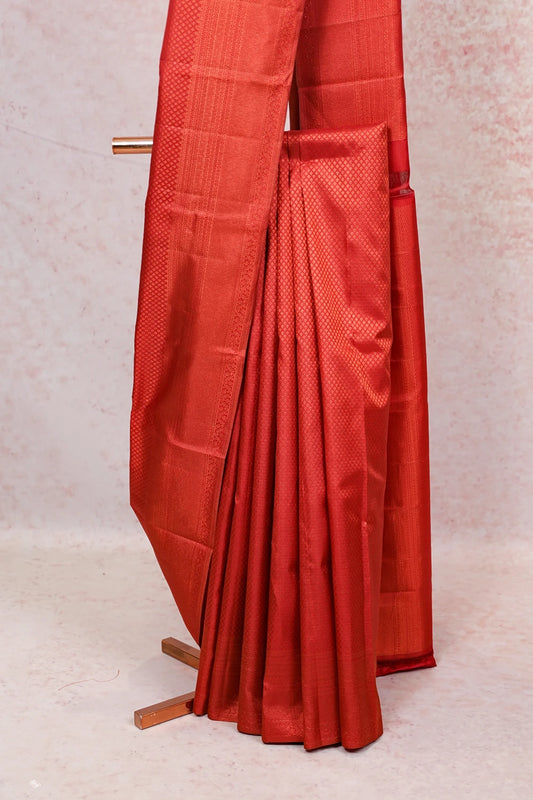 Dark Red Kancheepuram Silk Saree - Seematti