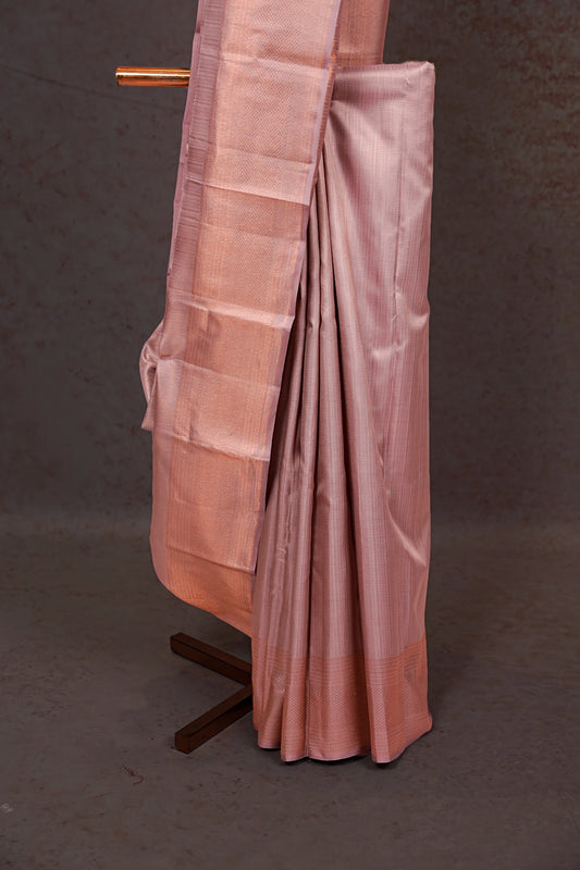 Rose Gold Color Kancheepuram Silk Saree - Seematti