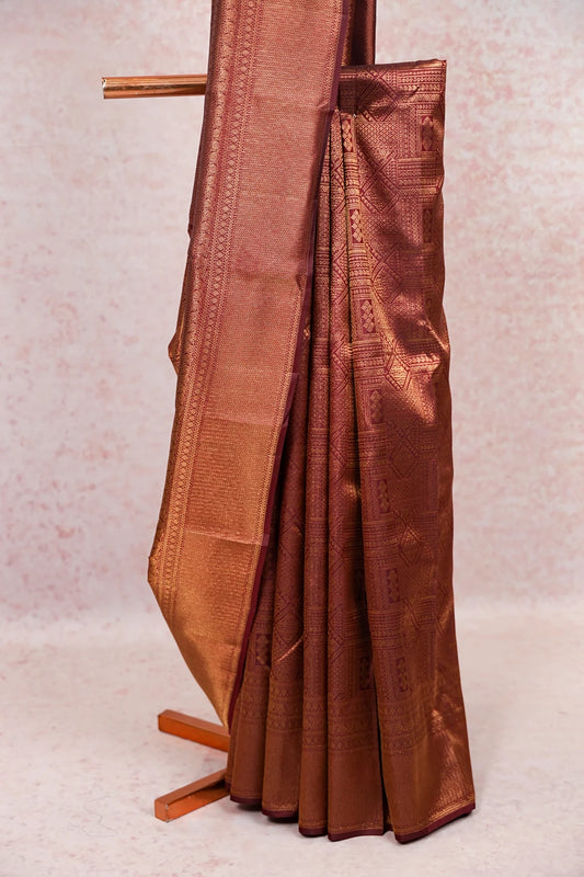 Wine Red Kancheepuram Silk Saree - Seematti