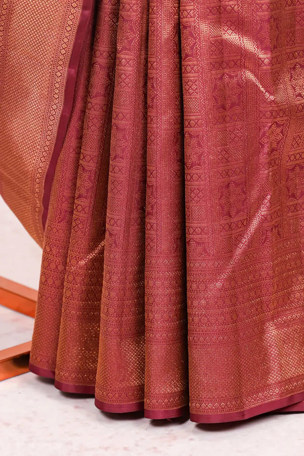 Wine Red Kancheepuram Silk Saree