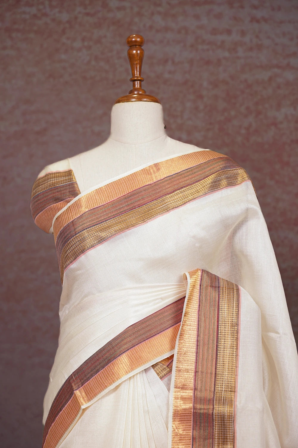Off White Tussar Silk Saree