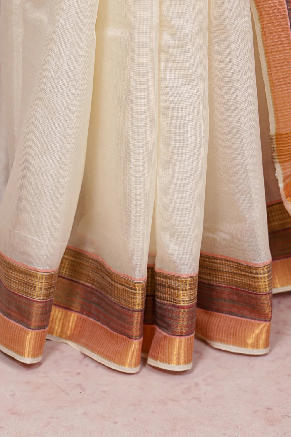 Off White Tussar Silk Saree