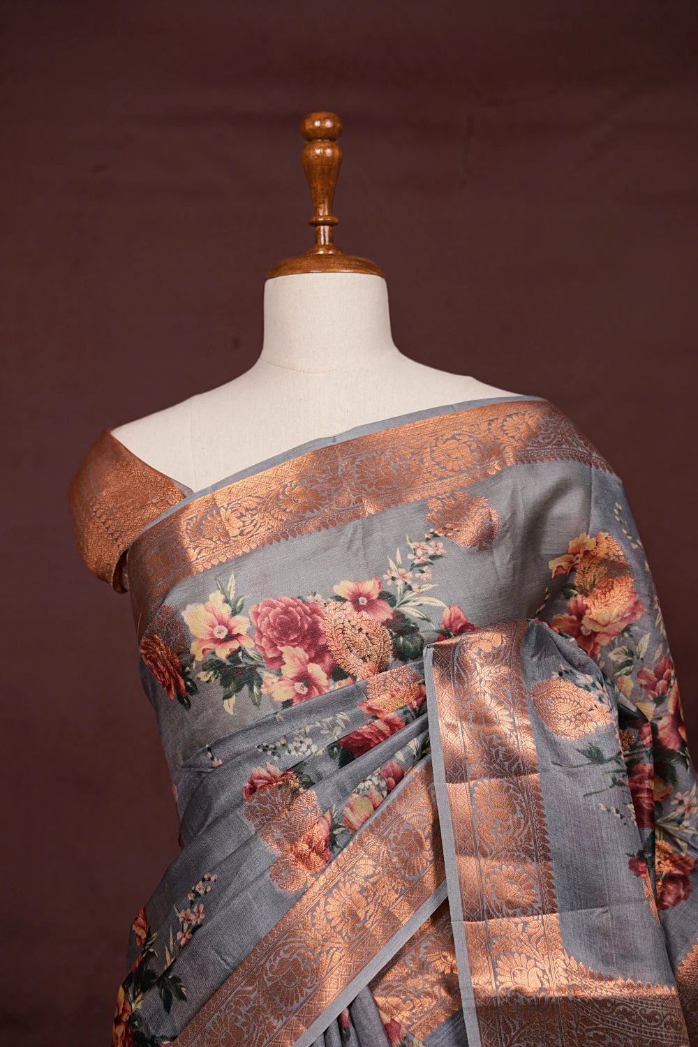 Ash Tussar Saree