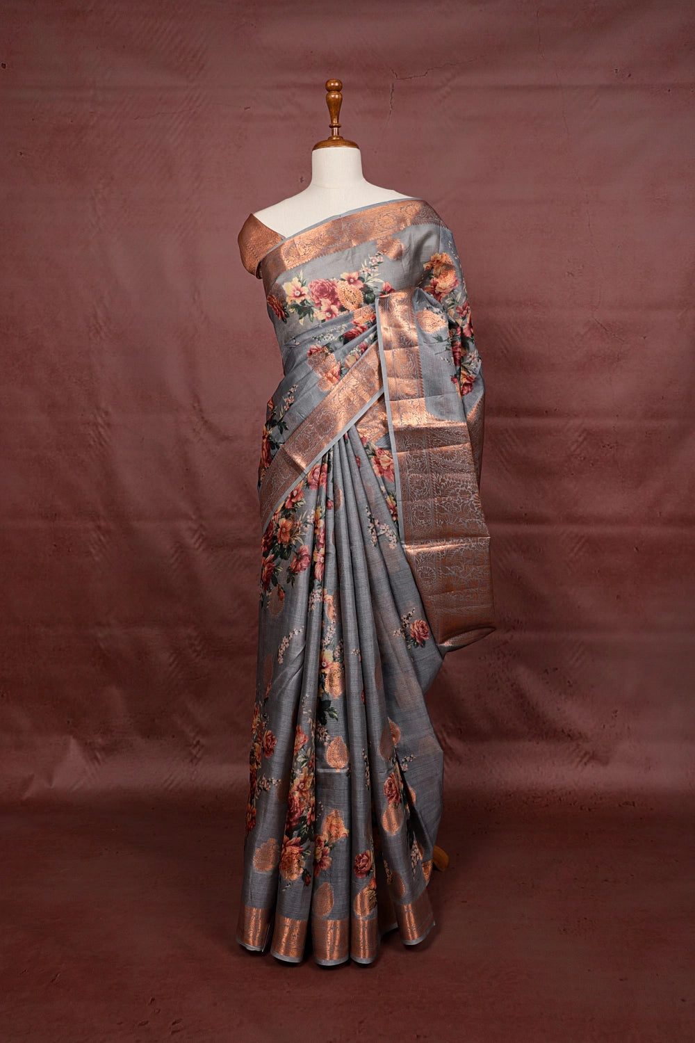 Ash Tussar Saree