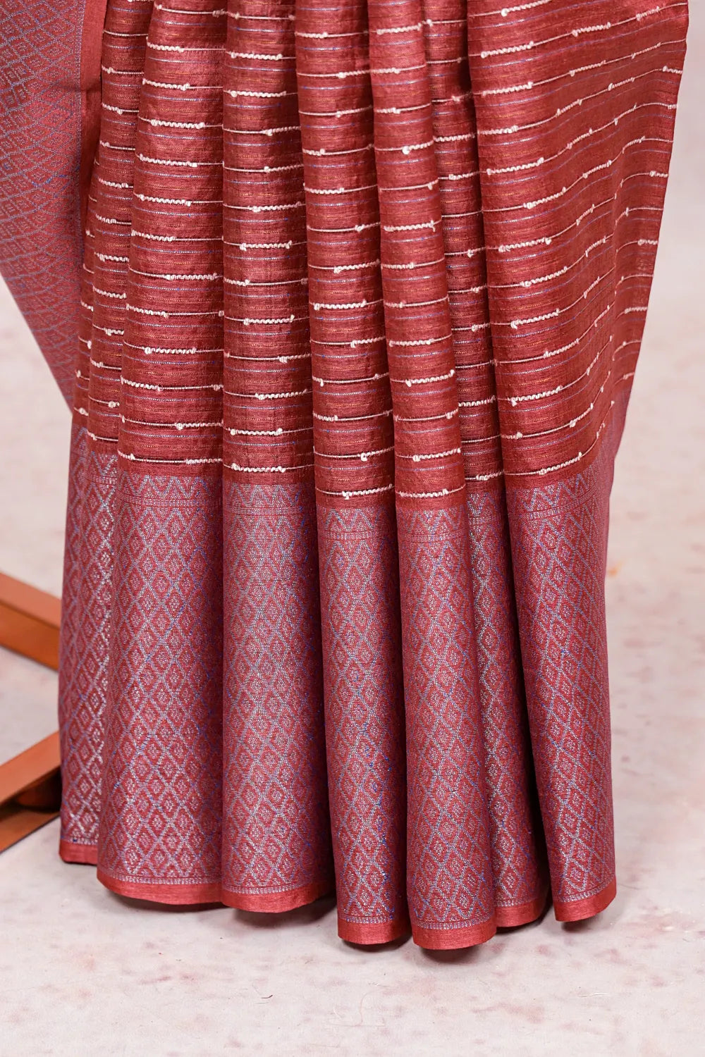Onion Color Tussar Silk Saree - Seematti