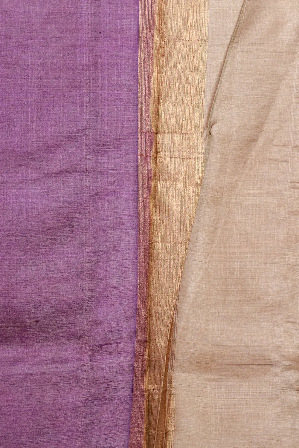 Violet tussar silk fabric edge with plain body and border