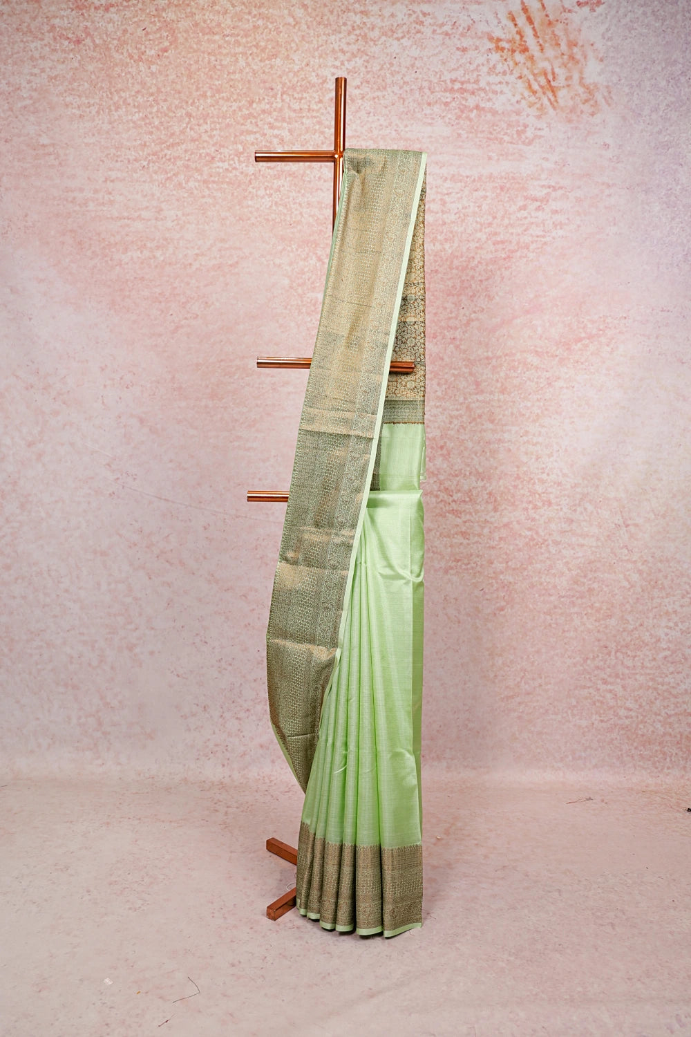 Pista Green Tussar Silk Saree - Seematti