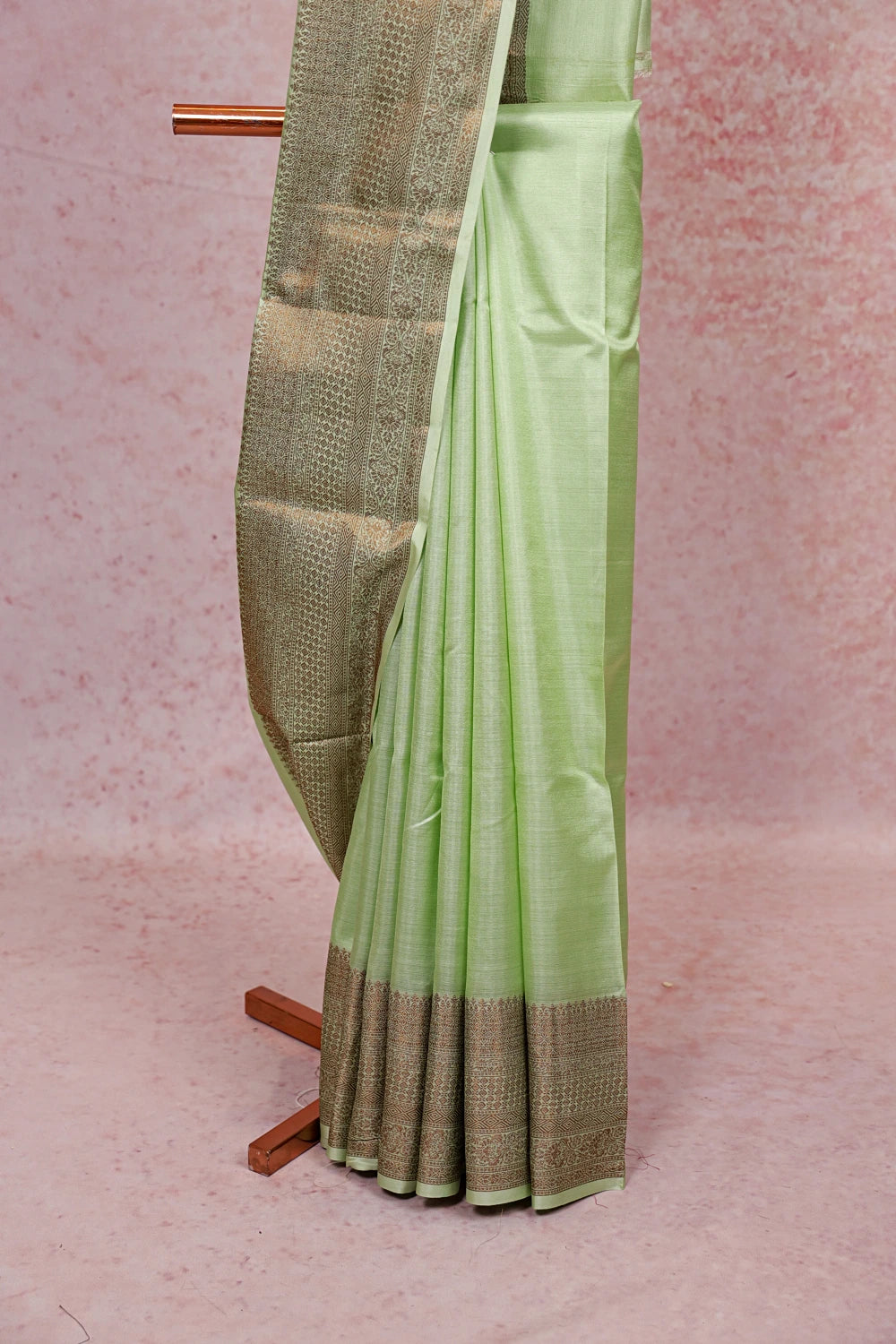 Pista Green Tussar Silk Saree - Seematti