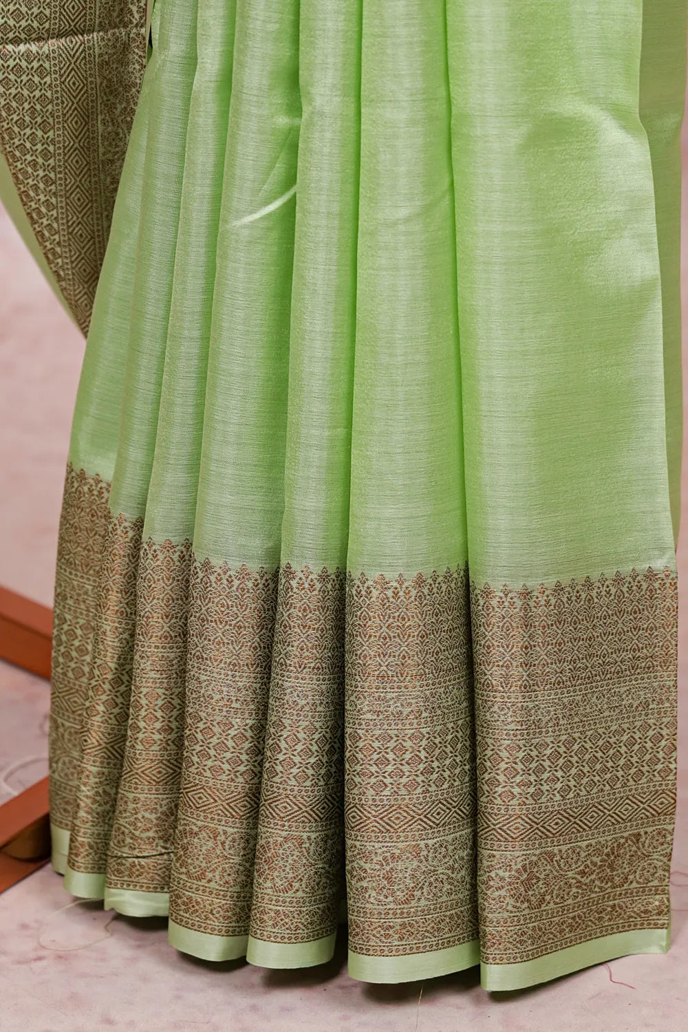 Pista Green Tussar Silk Saree - Seematti