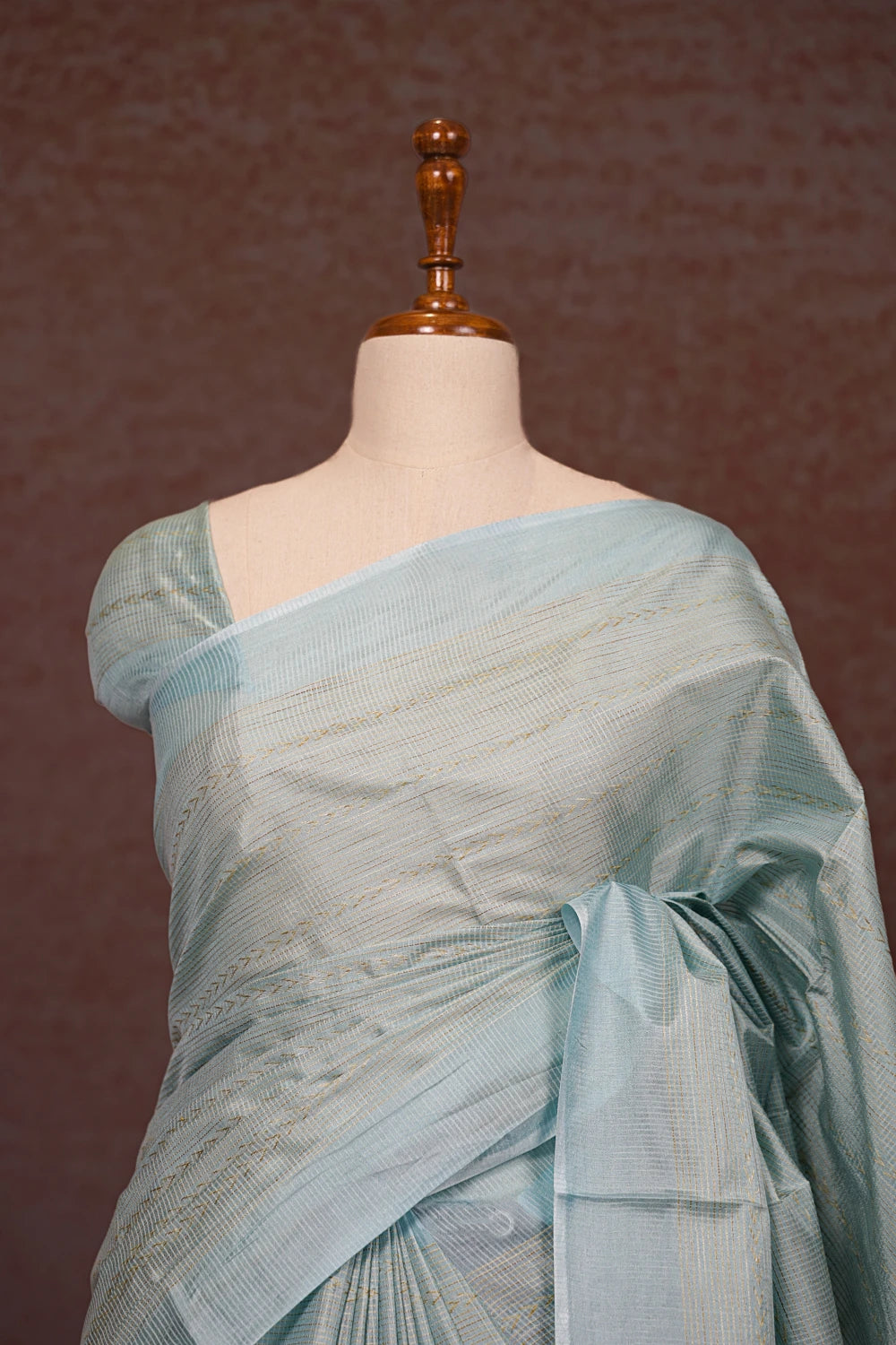Ice Blue Tussar Silk Saree