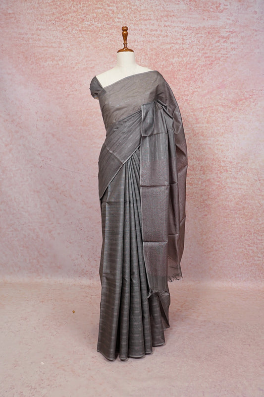 Ash Tussar Saree - Seematti