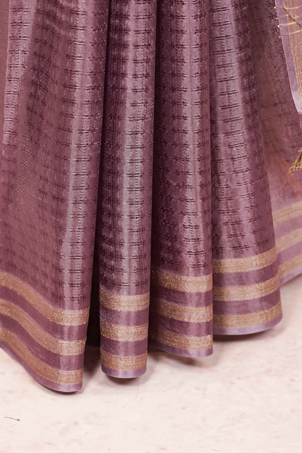 Dusty Lavender Tussar Silk Saree