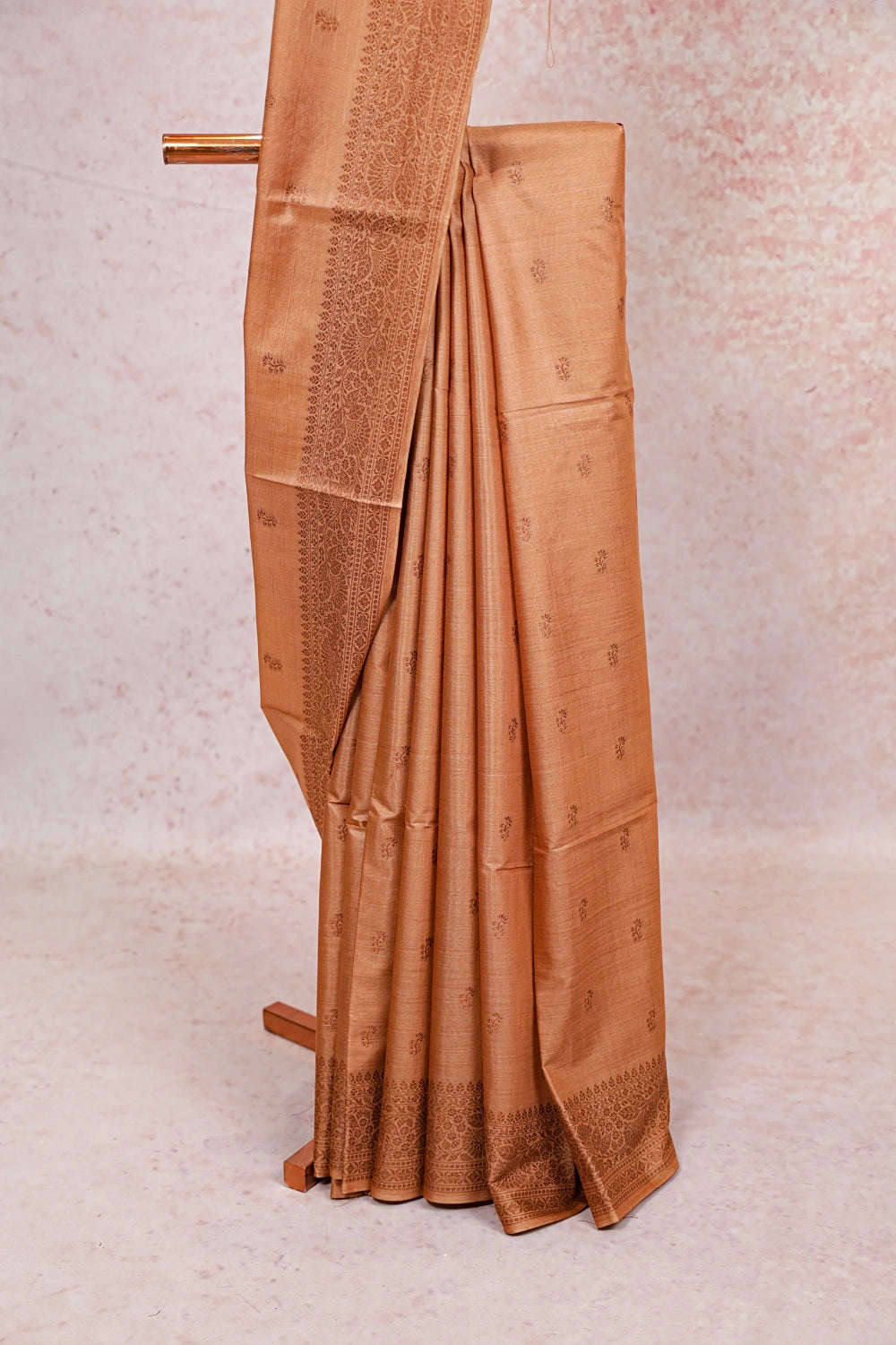 Dark Sandal Tussar Silk Saree