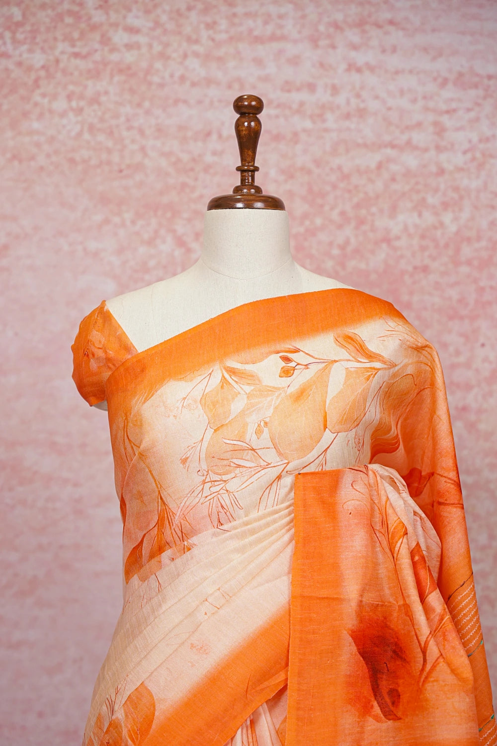 Cream Tussar Silk Saree