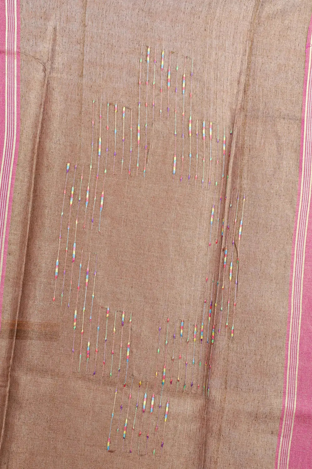 Taupe Brown Tussar Silk Saree