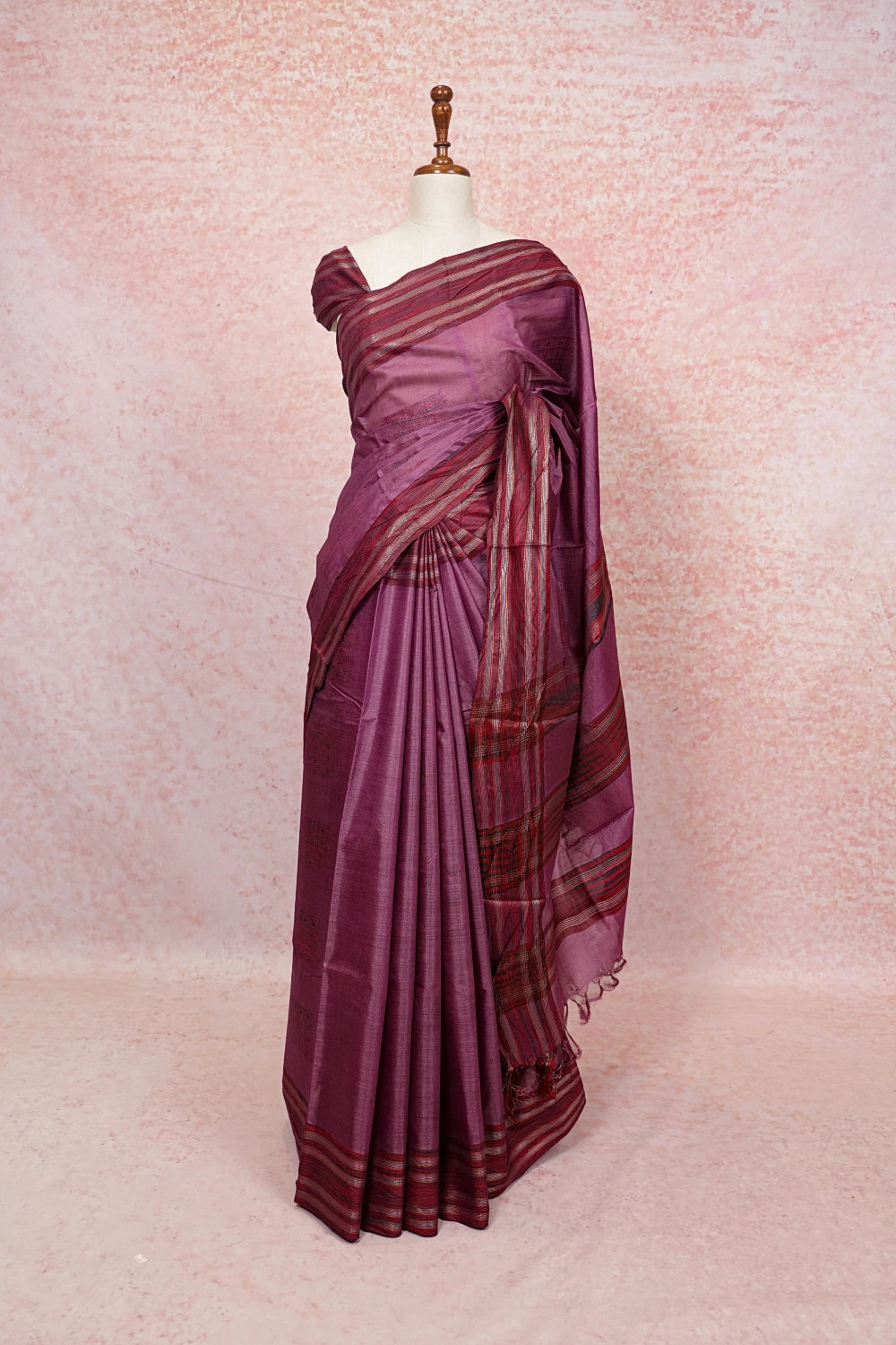 Lavender Tussar Silk Saree