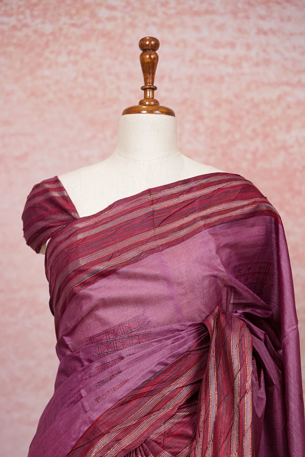 Lavender Tussar Silk Saree