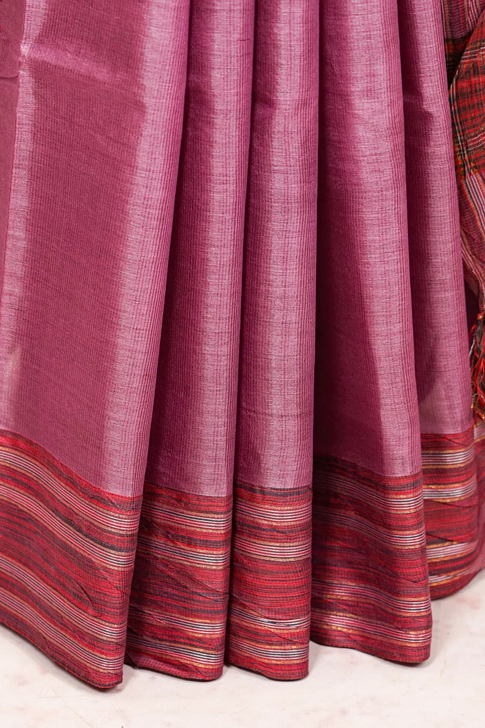 Lavender Tussar Silk Saree