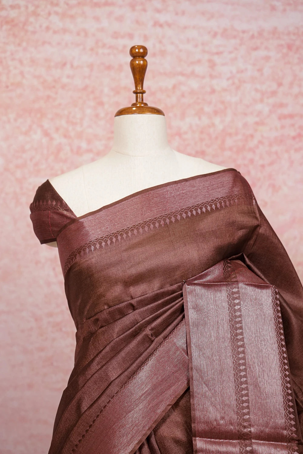 Brown Tussar Silk Saree