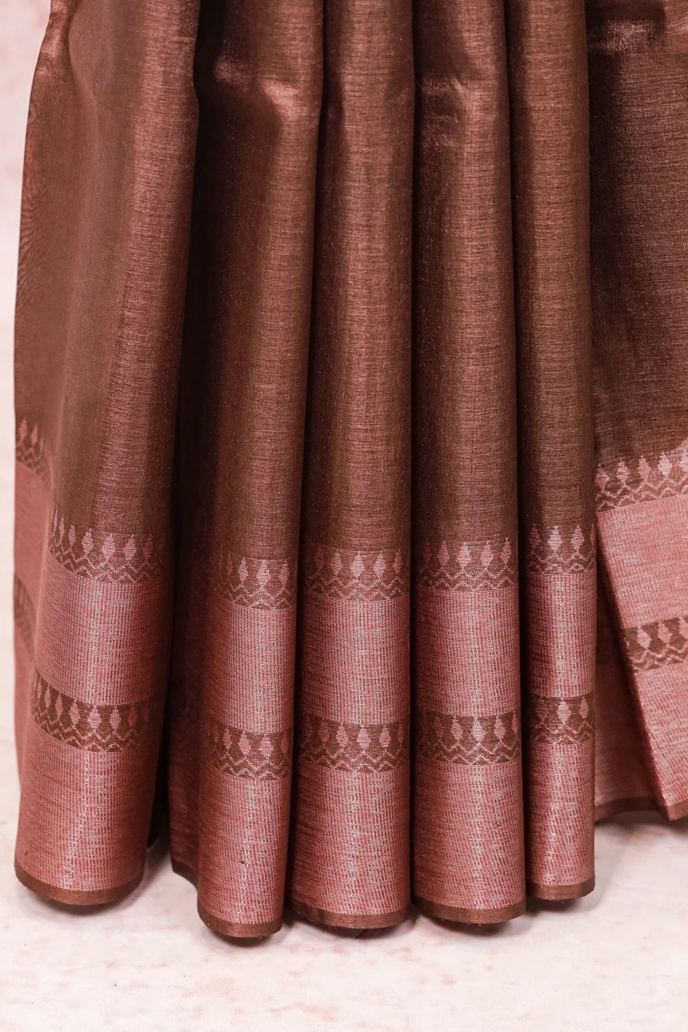 Brown Tussar Silk Saree