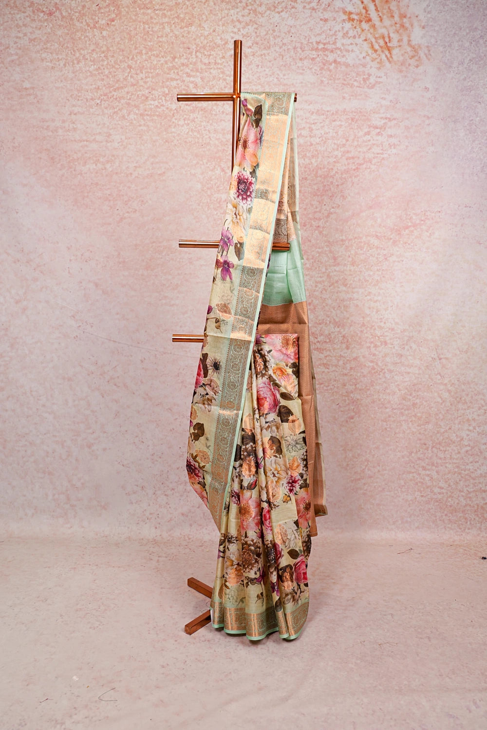 Cream Tussar Silk Saree - Seematti