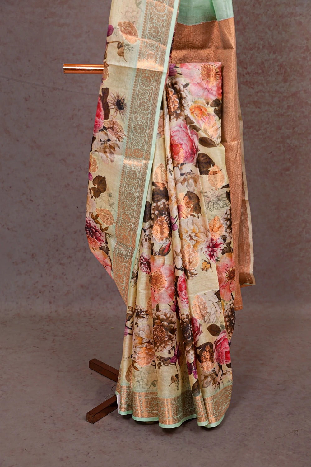 Cream Tussar Silk Saree - Seematti