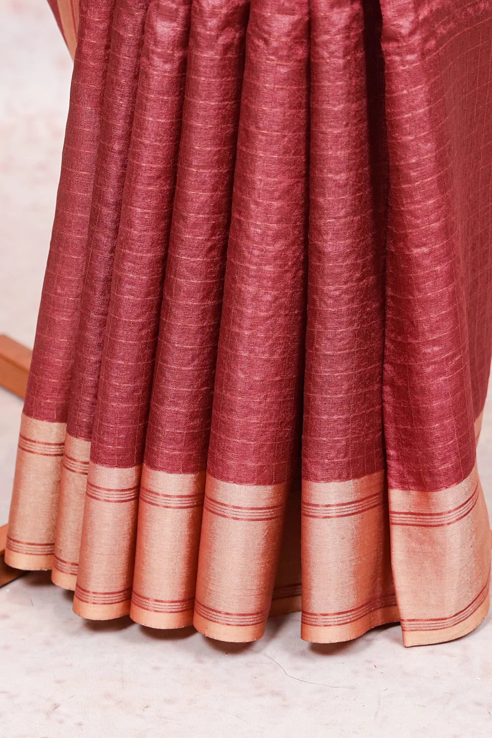 Maroon Tussar Silk Saree