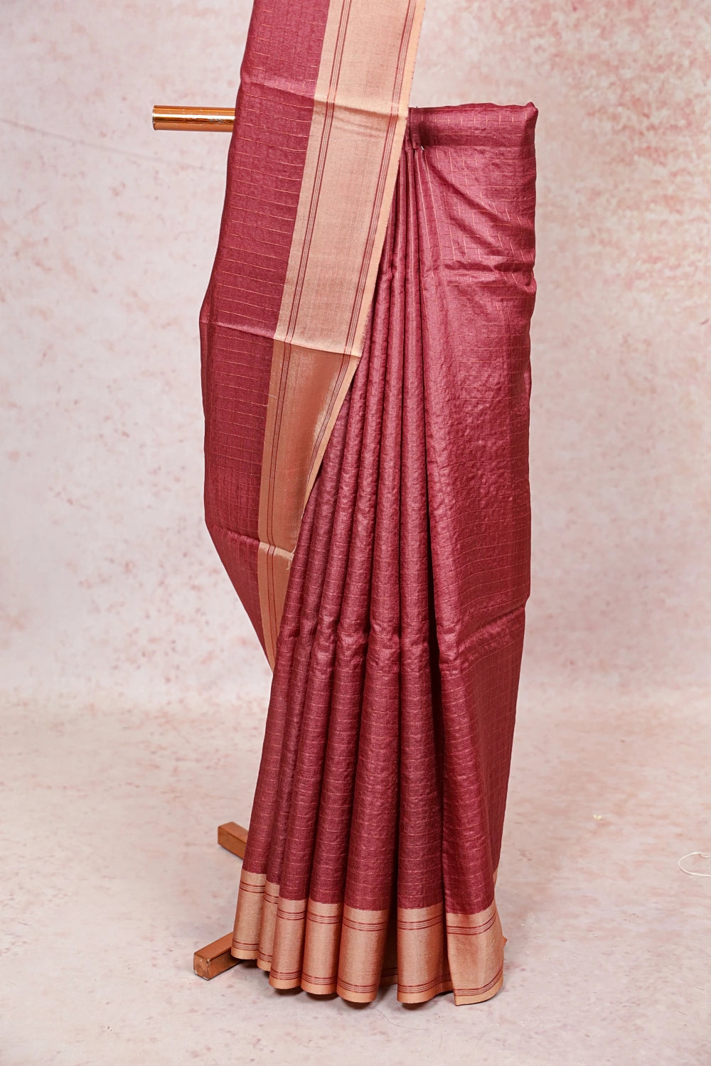 Maroon Tussar Silk Saree