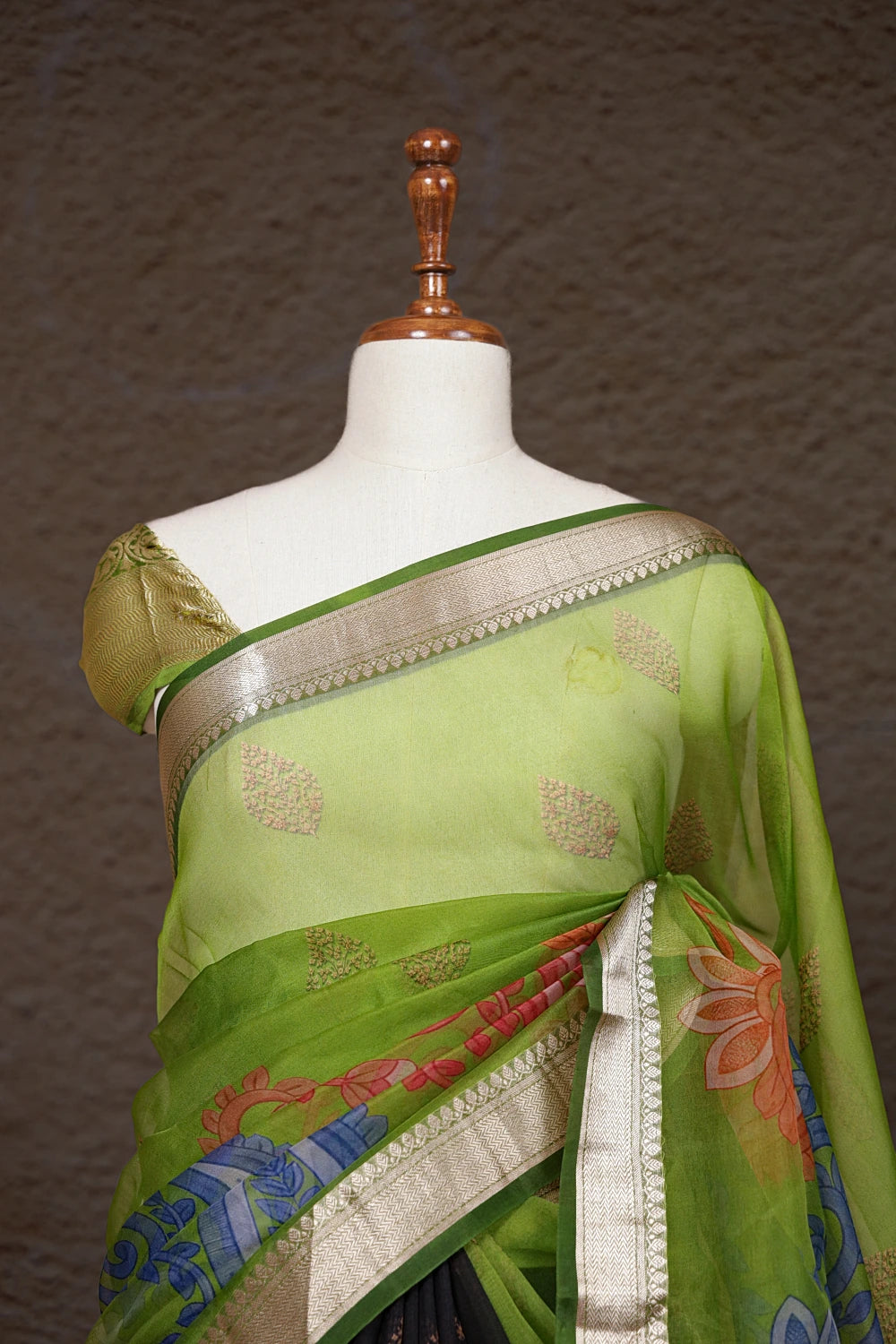 Green And Black Tussar Saree