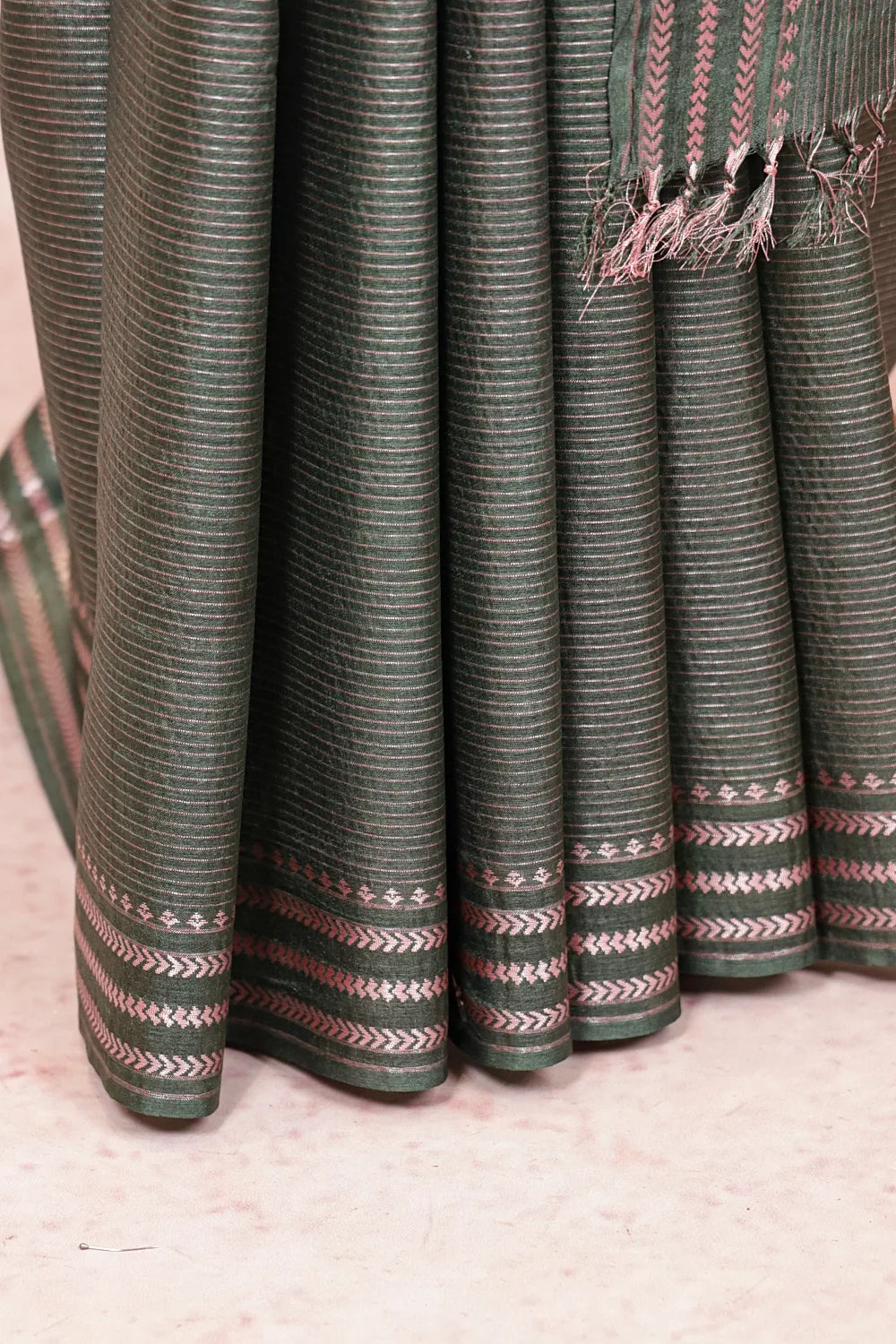Green Tussar Silk Saree