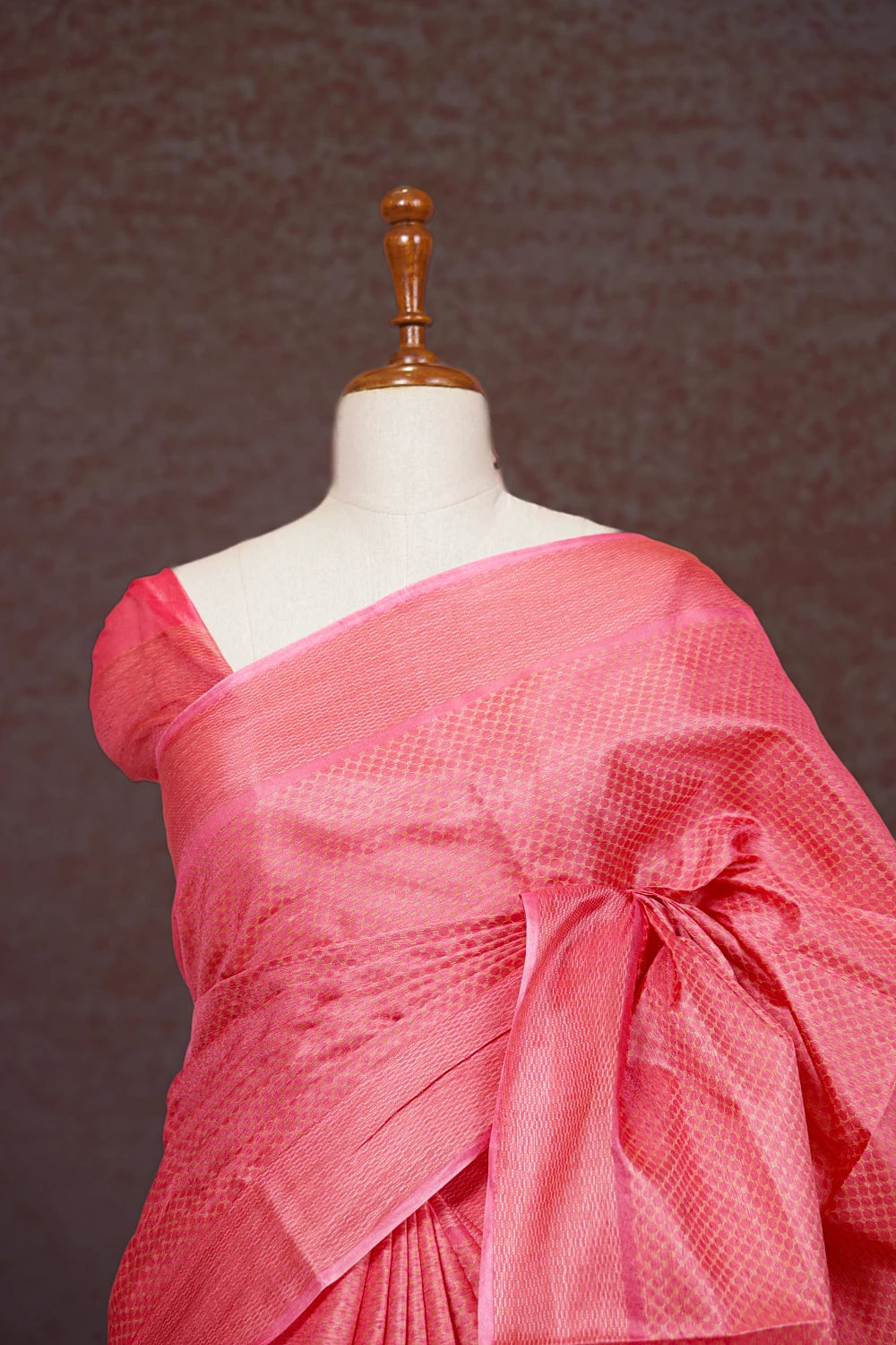 Peach Tussar Silk Saree - Seematti