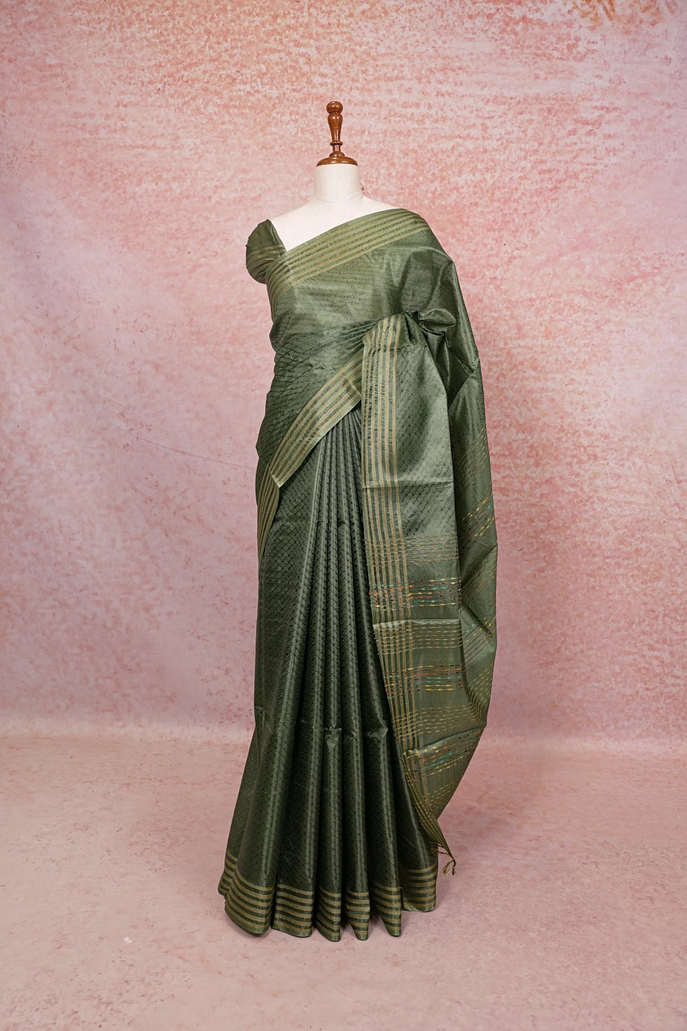 Green Tussar Silk Saree